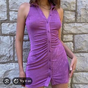 Sleeveless Ruched Midi Dress in Violet